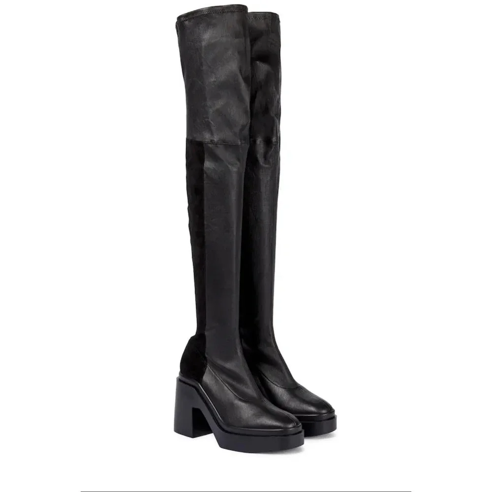 Clergerie Naelle Over-The-Knee Boots Black Lambskin & Suede Sz 39.5 US 9 $1100